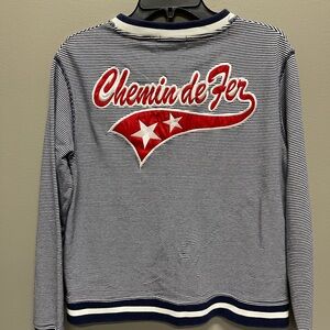 Striped Chemin de Fer Sweatshirt zip up with Red Accents